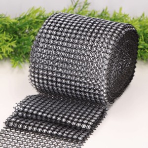 Taśma ozdobna z cyrkoniami czarna 12cm x 10Y