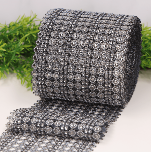 Taśma ozdobna z cyrkoniami czarna 12cm x 10Y