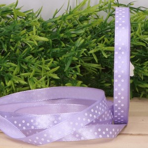 Wstążka w kropki atłasowa fiolet jasny 1cm x 23 m
