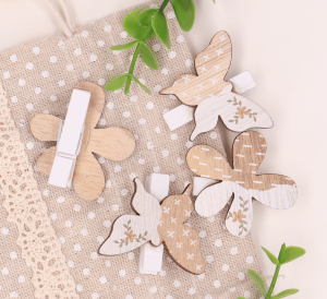 Spinacze kwiatki motylki naturalne 6szt