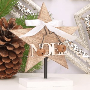 Figurka drewniana gwiazdka Noel z dzwoneczkami