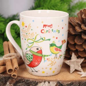 Kubek świąteczny ceramiczny z ptaszkami 1szt  