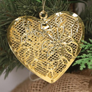 Metalowa zawieszka serce glamour złoto 8cm 