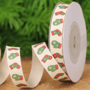 Tasiemka wstążka świąteczna zielone skarpety rękawiczki 1cm