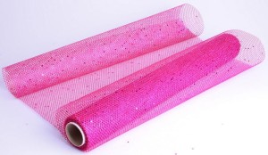 Siatka dekoracyjna materiał brokatowy fuksja 48cm