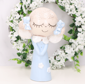 Dziewczynka z kucykami figurka gipsowa niebieska 18cm 