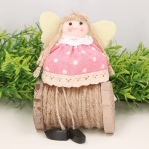 Aniołek materiałowy różowy Zawieszka 13 cm