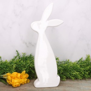 Figurka ceramiczna zając wielkanocny biel 34cm
