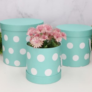 Flowerbox Pudełko na kwiaty w kropki miętowy 3szt