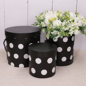 Flowerbox Pudełko na kwiaty w kropki czarny 3szt