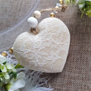 Serce materiałowe zawieszka ślub komunia beż 8cm