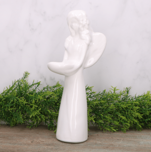 Anioł ceramiczny biały szkliwiony 33cm 