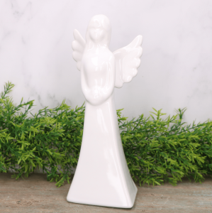 Anioł ceramiczny biały szkliwiony 27cm