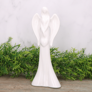 Anioł ceramiczny biały szkliwiony 27cm