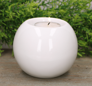 Świecznik "Kula mała" ceramiczny biały 10cm