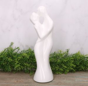 Akt "Para średnia" ceramiczny biały szkliwiony 32cm 