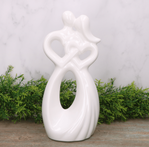Akt "Para 2 serca" ceramiczny biały szkliwiony 30cm 