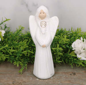 Aniołek "z guziczkiem" komunijny biel 16cm