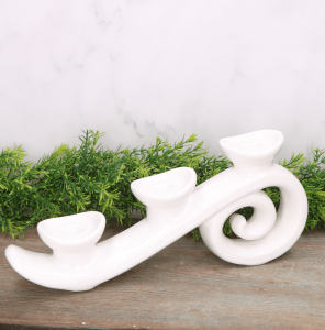 Świecznik "Zjeżdżalnia" ceramiczny szkliwiony biały 33cm 