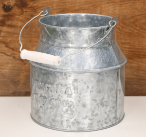 Metalowa kanka bańka srebrna z napisem 16cm