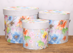 Flowerbox Pudełko w kwiaty ze sznureczkiem 3szt