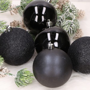 Bombki plastik zestaw czarne 80mm 6szt.    
