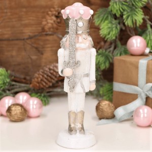 Dziadek do orzechów żołnierzyk róż, biały figurka 17cm  