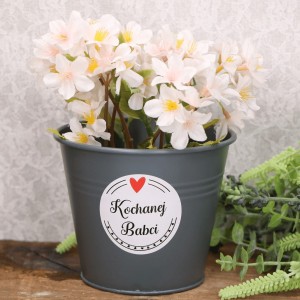 Osłonka metalowa wiaderko 10 cm grafitowy Dzień Babci 