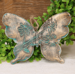 Motylek metalowy zawieszka złoty 13x9cm
