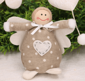 Aniołek naturalny w kropeczki 10cm