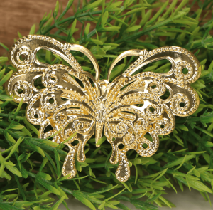 Zawieszka metalowa motyl złoty glamour 1szt