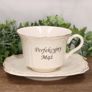 Filiżanka z talerzykiem "Perfekcyjny Mąż" 