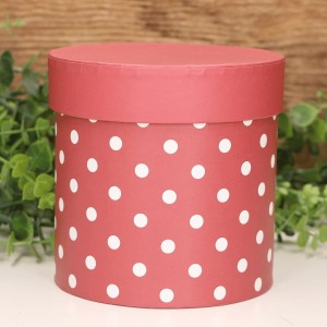 Pudełko w groszki flowerbox ciemny róż 12cm.