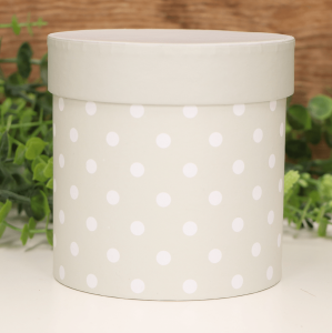Pudełko w groszki flowerbox szare 12cm.