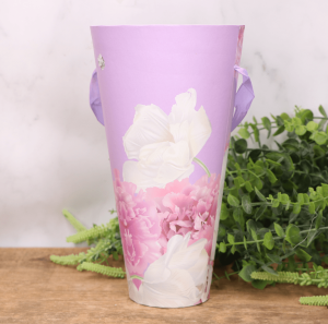 Pudełko ozdobne w kwiaty stożek flowerbox lawenda 26cm. 