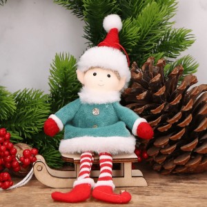 Zawieszka świąteczna elf chłopiec zielono-czerwony 20 cm