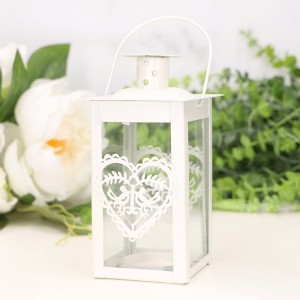 Latarnia metalowa biel lampion 14cm