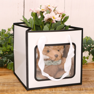 Torebka na kwiaty kwadratowa biała 15x15x15