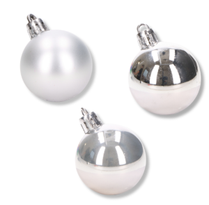 Bombka plastikowa srebrna 4cm, 24 sztuki w opakowaniu