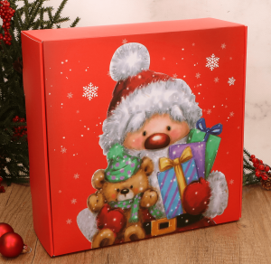 Papierowe Pudełko ze świąteczną grafiką 20cmx20cmx4cm