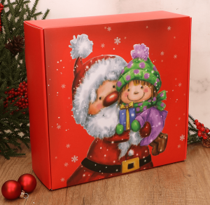 Papierowe Pudełko ze świąteczną grafiką 20cmx20cmx4cm
