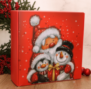 Papierowe Pudełko ze świąteczną grafiką 20cmx20cmx4cm