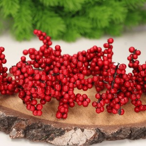 Jarzębina sztuczna gałązka 7,5cm bordowe kuleczki kulki stroik 25szt.