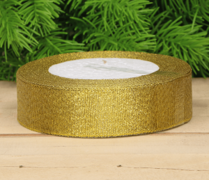 Wstążka dekoracyjna złota brokatowa 1,5 cm – 22,8 m (25 jardów)